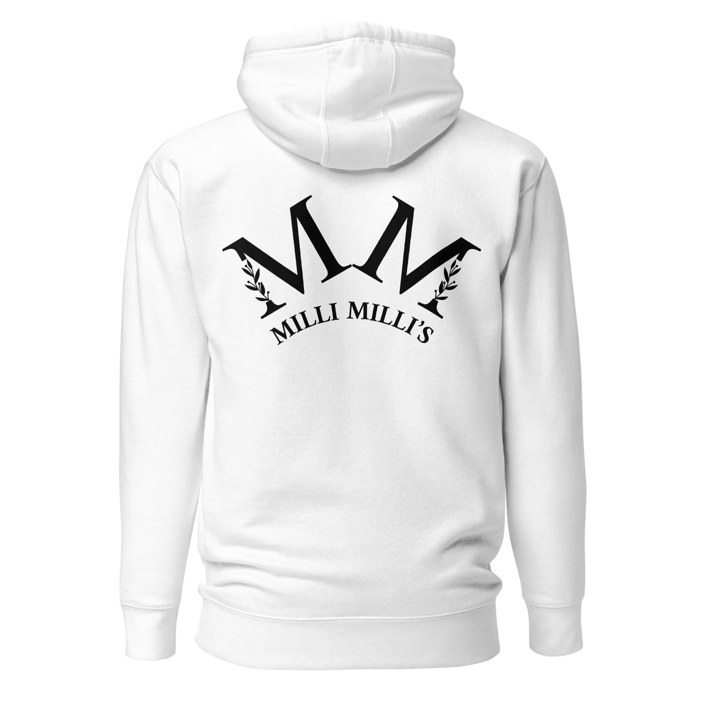 ein weißes Kapuzenpullover mit den Worten mill mills darauf
