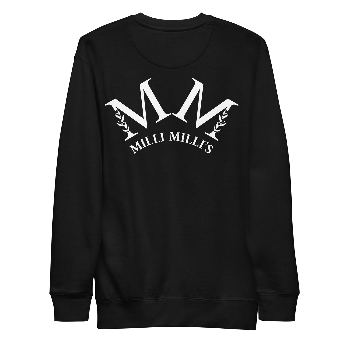 ein schwarzer Pullover mit einem weißen Logo darauf