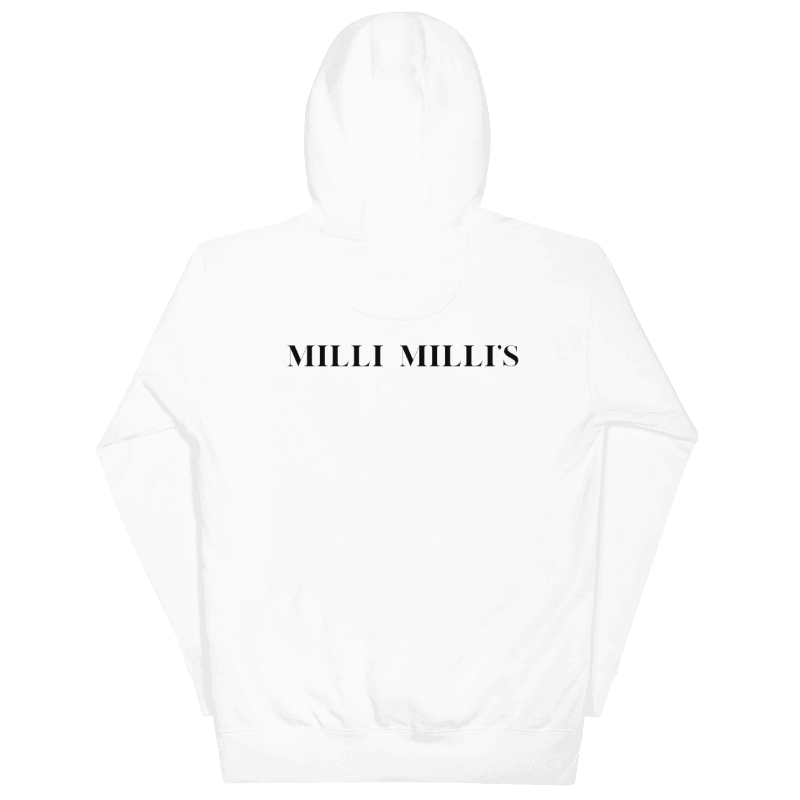 ein weißer Hoodie mit den Worten Milli Mills darauf gedruckt