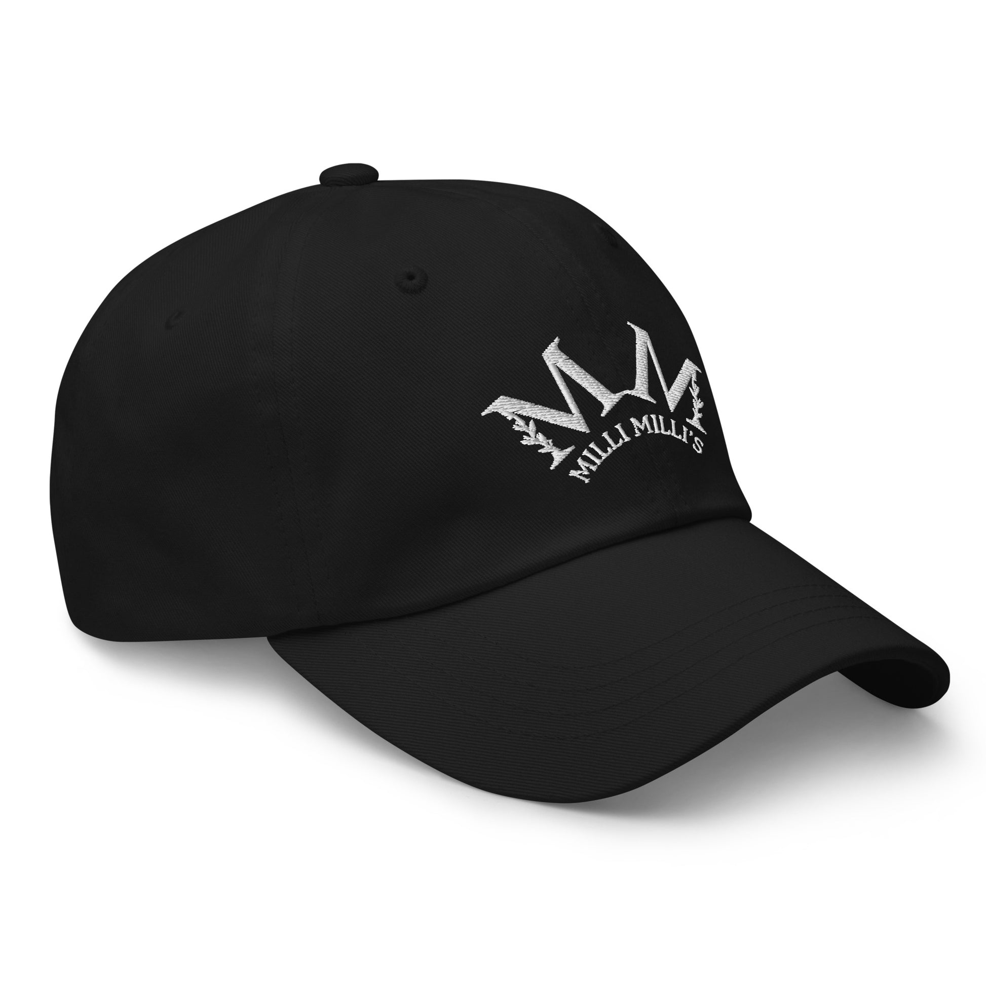 eine schwarze Mütze mit einem weißen Logo darauf