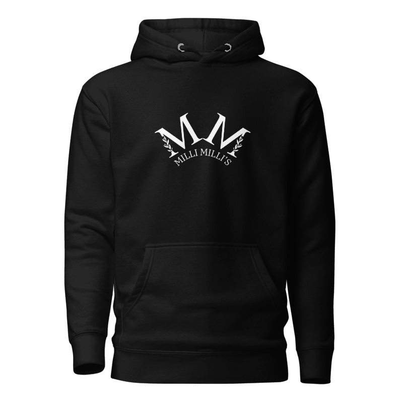 eine schwarze Kapuzenjacke mit einer Krone darauf