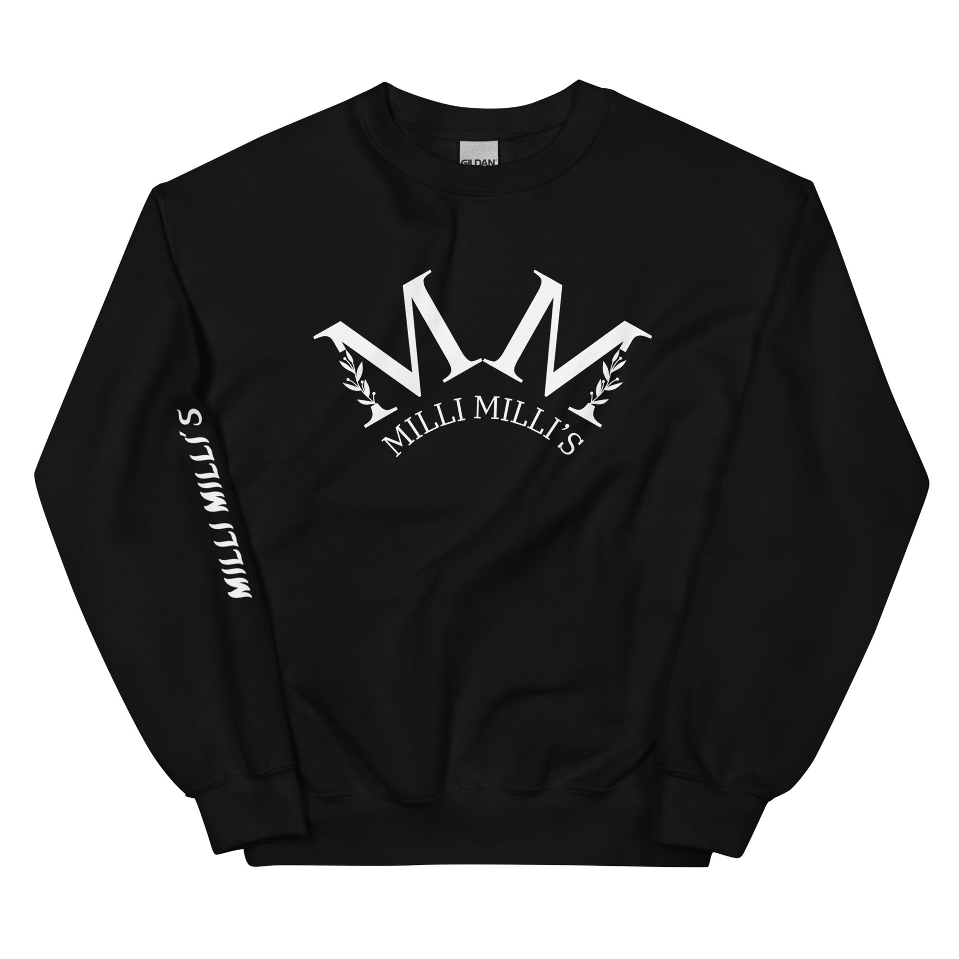Ein schwarzer Pullover mit den Worten Mühle Mühle Mühle Mühle Mühle Mühle Mühle Mühle Mühle Mühle