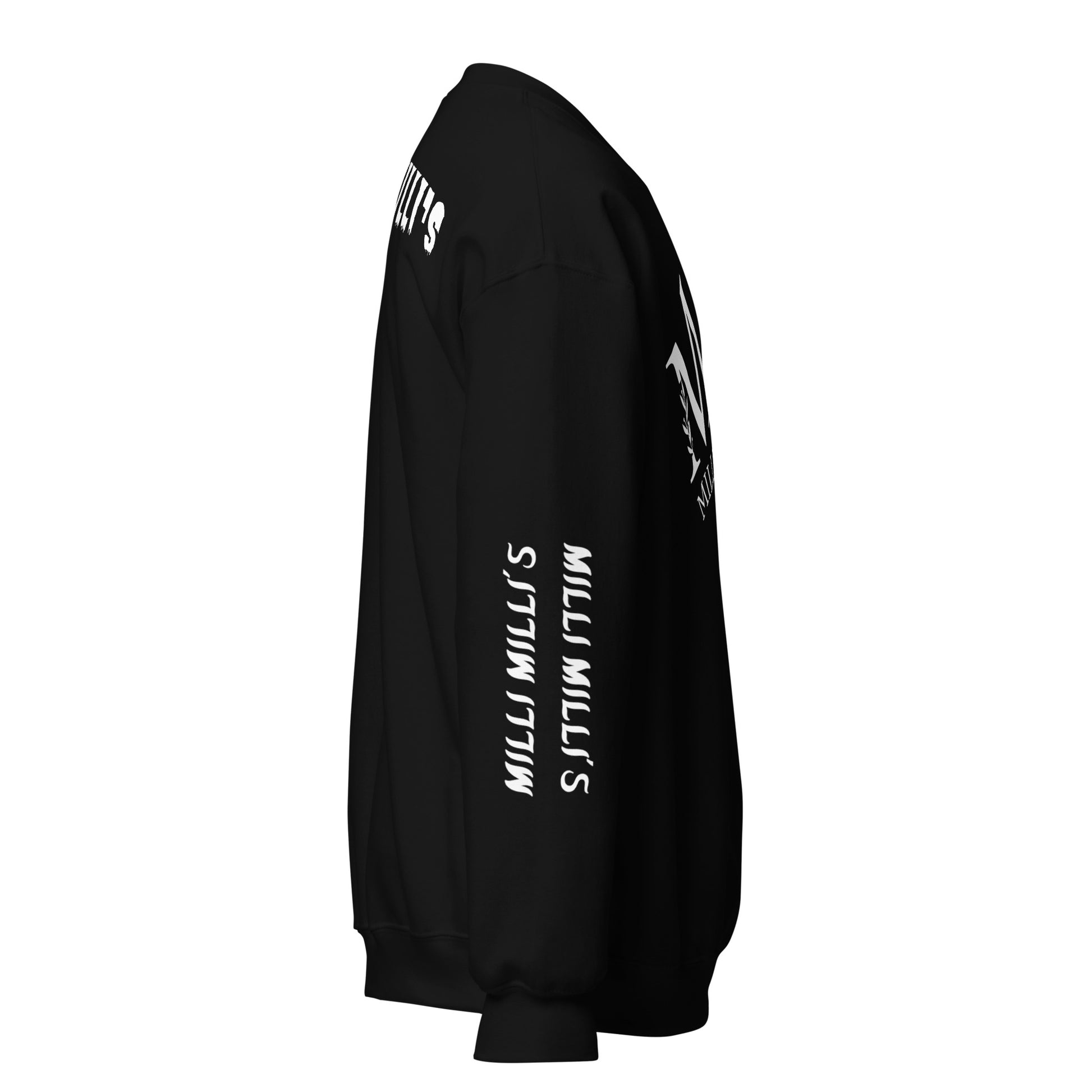 Ein schwarzer Pullover mit weißer Schrift darauf