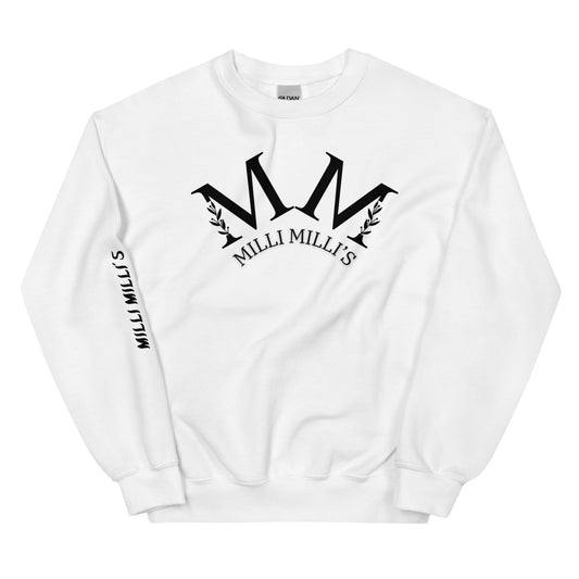 ein weißer Sweatshirt mit dem m m Logo darauf