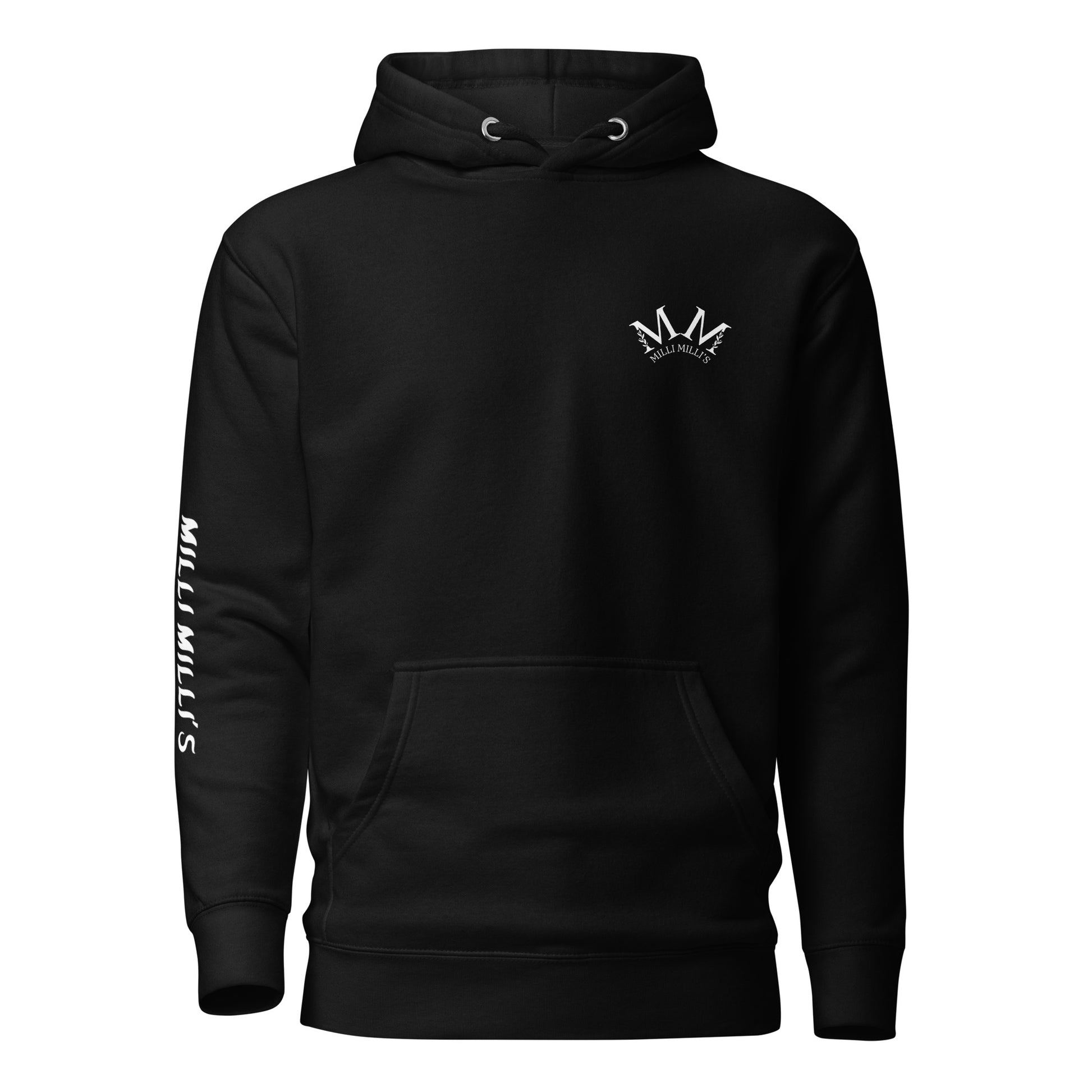 ein schwarzer Hoodie mit weißer Schrift darauf