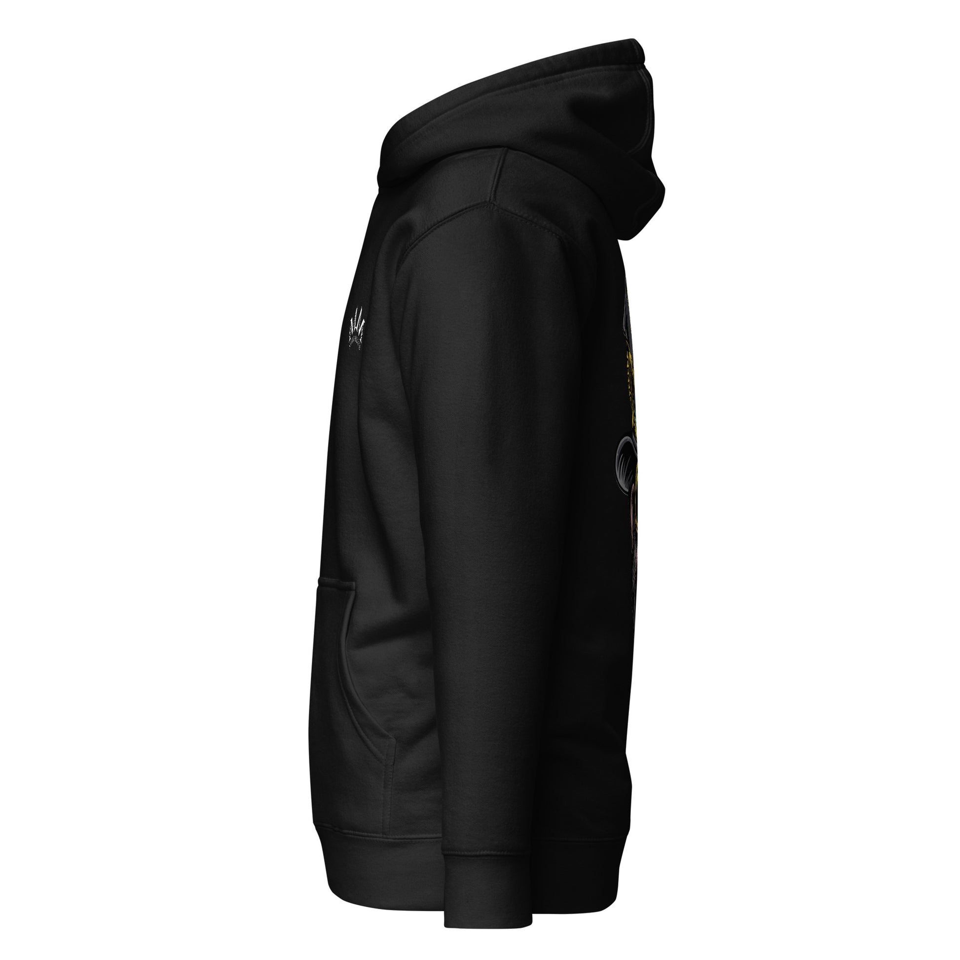 ein schwarzer Hoodie mit einem goldenen Emblem darauf