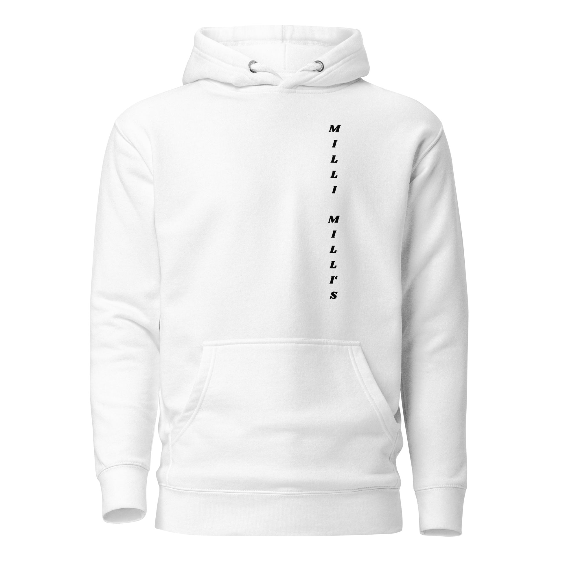 ein weißes Kapuzenpullover mit dem Wort 'm' darauf
